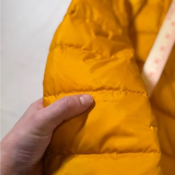 Zara Women's Mustard Yellow Down Puffer Jacket with Faux Fur Collar - Picture 8 of 14